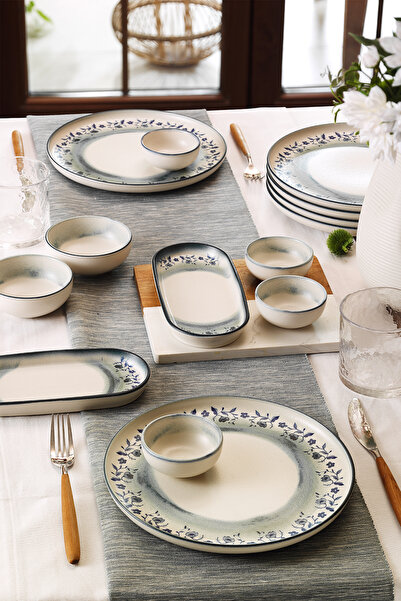 Kütahya Porselen Indigo Bloom 14 Parça 6 Kişilik Kahvaltı Takımı