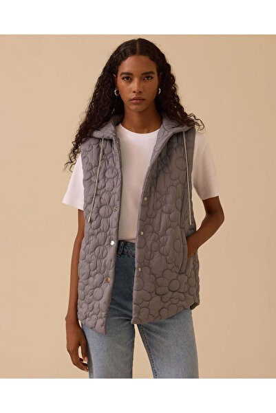 SEÇİL Kapüşonlu Desenli Cepli Yelek