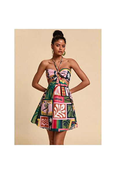 FITINT Rochie casual de damă cu închidere la gât Multicolor – 223