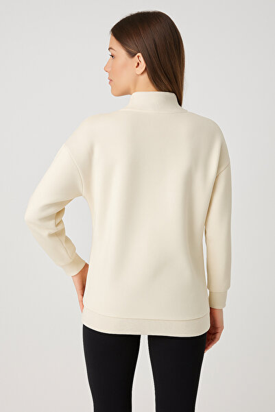 JADİYA Oversize Letter Printed Collar Zippered Women's Sweatshirt