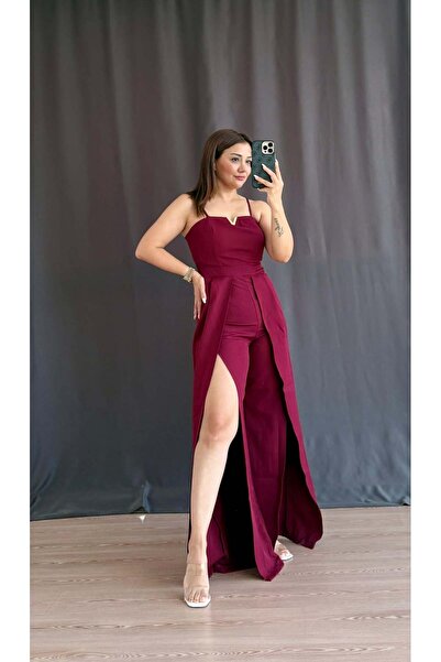 Nilgün Karakaya Butik Wess Yırtmaç Detaylı Tulum