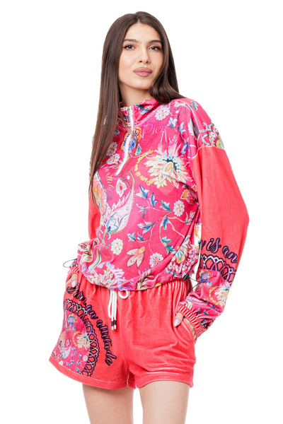 Pier Trening catifea roz inflorat