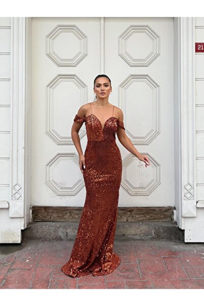 Modafeminen فستان تريند باند كول مخملية على شكل سمكة كيريميت 583198