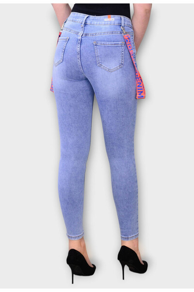 Elis Fashion Women's blue skinny jeans with removable straps