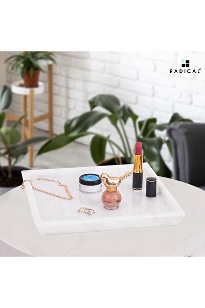 Radicaln Marble Serving Tray 10" Inches White Handmade Square Tray | Decorative Marble Tray for Coff