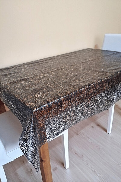 ELEGANCEV Lace Looking Transparent Covered Oil-Cloth Tablecloth - Black Color...