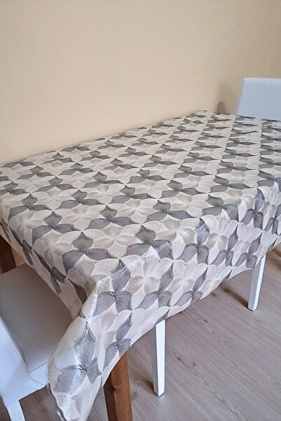 ELEGANCEV Lace-Like Transparent Covered Oil-Cloth Tablecloth -Cream Color-Different Sizes-Yncsyh