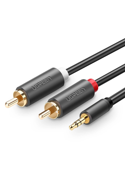 Other Kabel przewód audio 3.5 mm mini jack (męski) - 2RCA (męski) 1m - szary