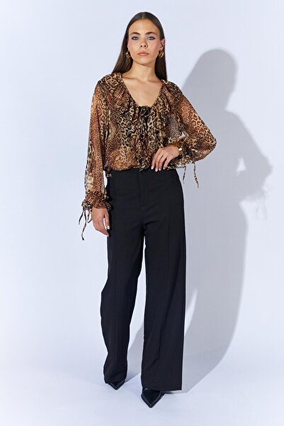 TENA Women's Black 2005 so Buckled Wide Leg Trousers