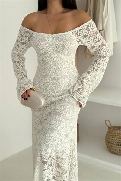 Dipmoda فستان دانتيل طويل للنساء DPK4331