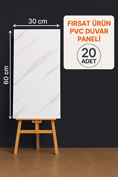 UKAB DEKOR Beyaz Mermer Desenli Kendinden Yapışkanlı Esnek Köpük Pvc Panel 20...