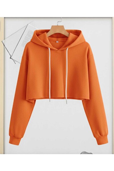 blackbonds kapusonlu kadın crop sweatshırt