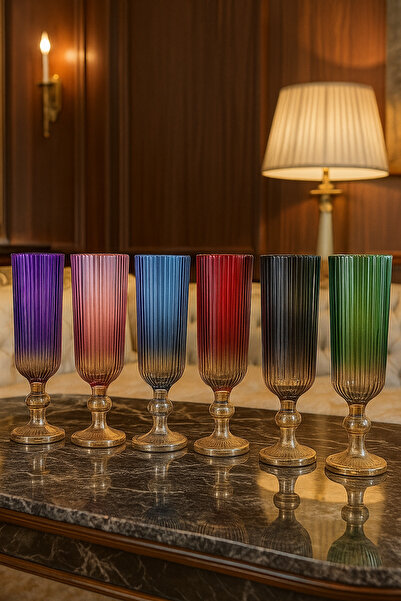 PLT Design Çift Renk Kristal Ayaklı Kahve Yanı Su Ve Meşrubat Bardağı Sunum Bardağı