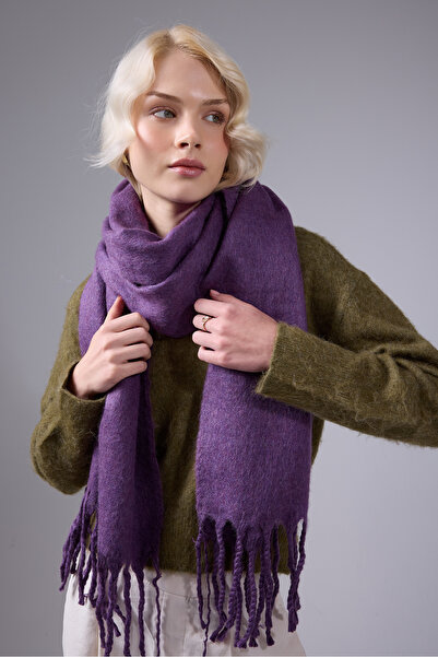 myfirstsea Puffy Yumuşak Dokulu Şaçakalı Kadın Atkı Şal - Kışlık Sıcak ve Şık Model 50cmx210cm