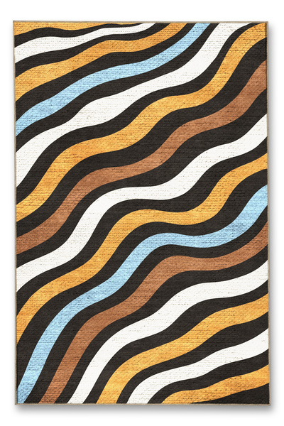 Rugs Modern Halı MOSSO Πολύχρωμο Κυματιστό Σχέδιο Υφαντή Βάση Vintage Διακοσμ...