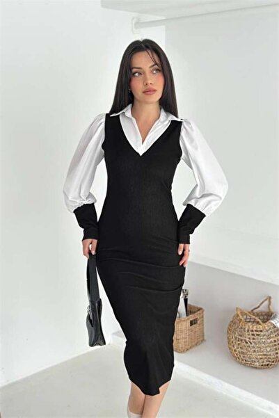 Dipmoda Women's Shirt-Like Midi Dress Dpk4344