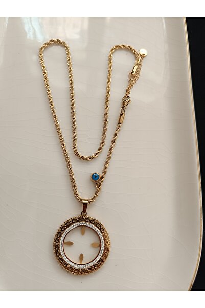 Kudi Half Gold Plated Twisted Beaded Chain Necklace