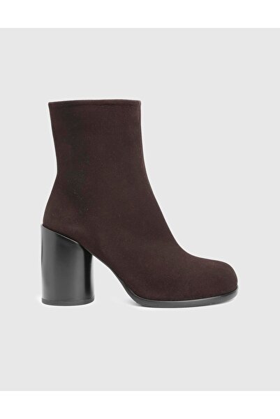 İLVİ Rabit Genuine Suede Leather Brown Women's Heeled Boots