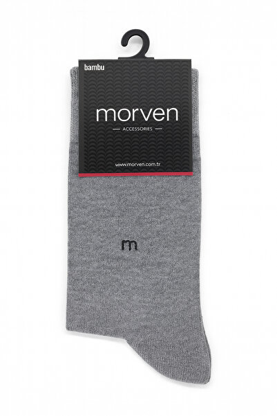 Morven Чоловічі сірі бамбукові шкарпетки з рівним візерунком
