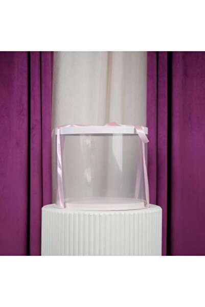 Gifts World علب الكيك والهدايا دائرية شفافة وردية متوسطة الحجم 11