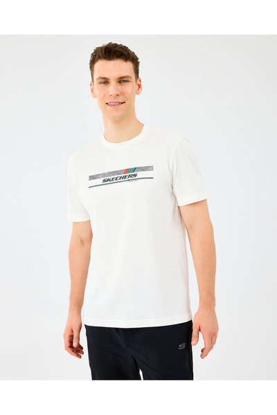 SKECHERS M Light Fabrict-Shirt Erkek Beyaz Tshirt S2520114-3855