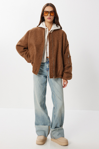 Lovelyİstanbul Μπουφάν Buklet Oversize Bomber LFG0165 ΚΑΦΕ