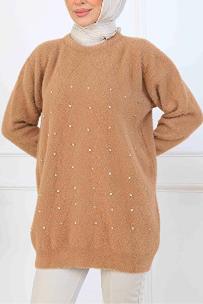 benguen Πλεκτό τοπ με πέτρινη λεπτομέρεια S3008 Mink