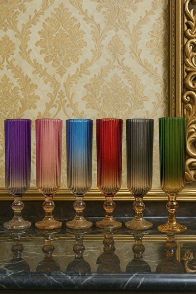 PLT Design Çift Renk Kristal Ayaklı Kahve Yanı Su Ve Meşrubat Bardağı Sunum Bardağı