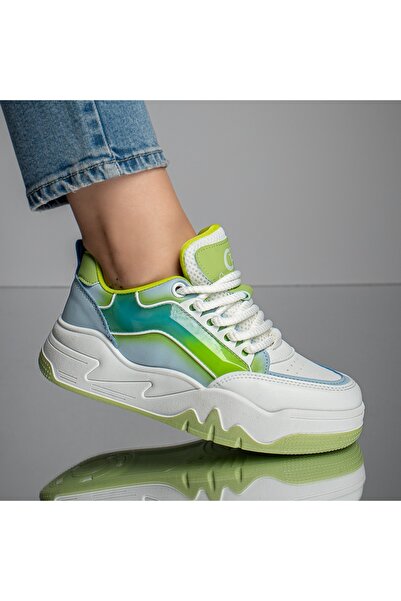 BMoD Pantofi sport albi și verzi pentru femei MOD11665