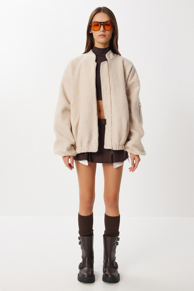 Lovelyİstanbul Μπουφάν Buklet Oversize Bomber LFG0165 ΜΠΕΖ