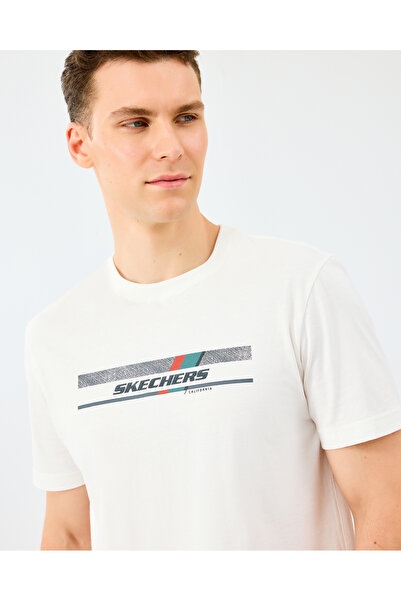 SKECHERS M Light Fabrict-Shirt Erkek Beyaz Tshirt S2520114-3855