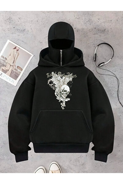 DEEFWEAR Hanorac unisex cu fermoar Ninja imprimat