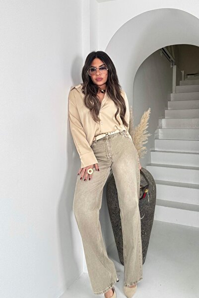 Sohotique By P Washable Wide Leg Jeans Beige