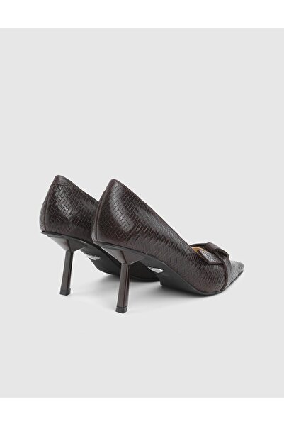 İLVİ Marimor Genuine Printed Leather Brown Women's Heeled Shoes