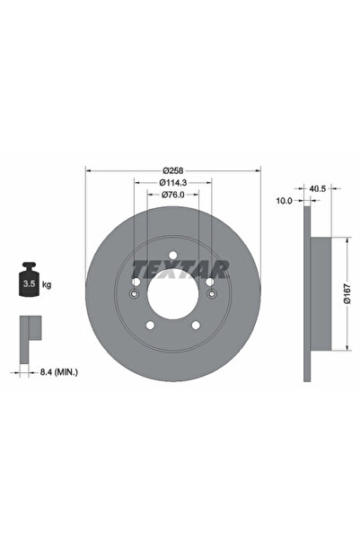 TEXTAR Дискова спирачка Hyundai IX20 Kia Venga