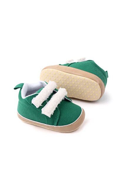 BebeNou Pantofi pentru bebeluși, verzi cu barete pufoase csbl2250-3-va14