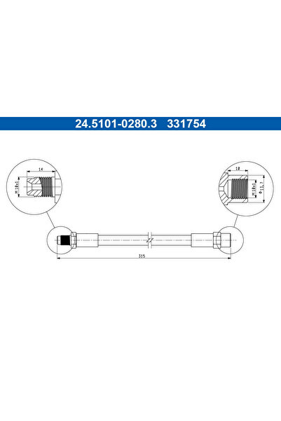 Ate Furtun Frana 24-5101-0280-3-02 Alfa Romeo Alfasud/Alfasud Giardinetta/Alf...