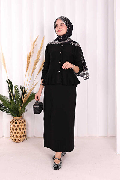 Bym Fashion Knitwear Skirt and Cardigan Set 17040 Black