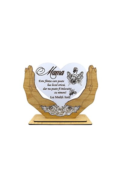 OEM Decoratiune lemn inimă în palme, personalizată cu un mesaj pentru mamă, „...