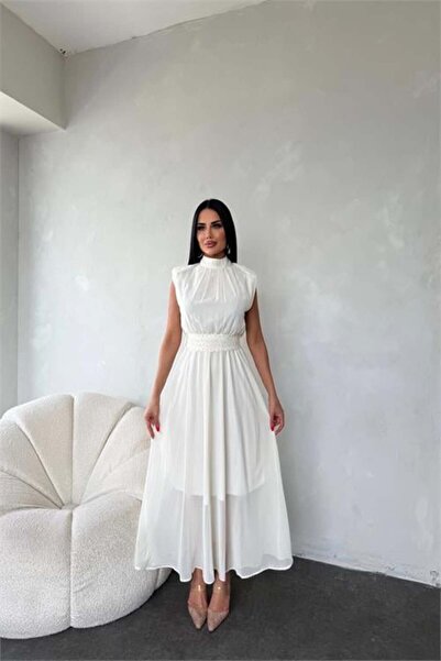 Dipmoda Γυναικείο φόρεμα μίντι σιφόν με πέτρινη λεπτομέρεια DPMY3509