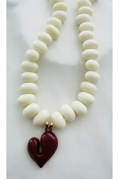 VNS Accessories Özel Seri Kalp Figürlü Büyük Boncuk Kolye