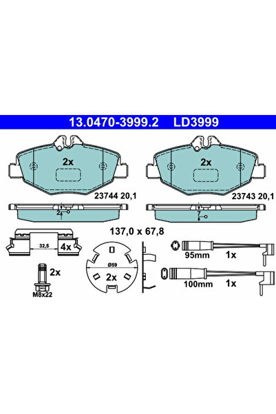 Ate Set Placute Frana Frana Disc Mercedes-Benz E-Class