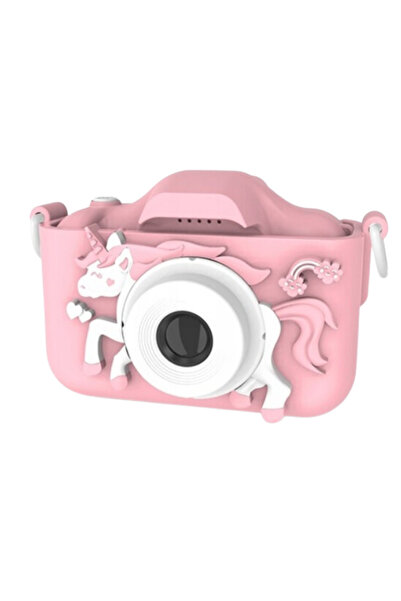 KlaussTech Aparat foto digital pentru copii, roz, cu temă Unicorn.