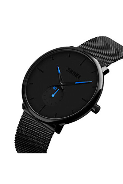 Skmei Ceas bărbătesc din oțel cu brățară reglabilă cu cuarț analogic negru al...