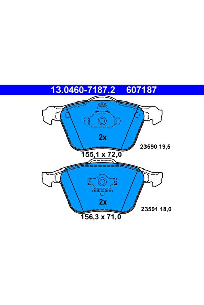 Ate Set Placute Frana Frana Disc Volvo S60 1/S80 1/V70 2 1998-2014