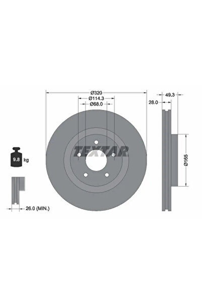 TEXTAR Disc frana Infiniti JX SUV/Q50/QX60 Nissan Murano 3/Pathfinder 4/Skyline