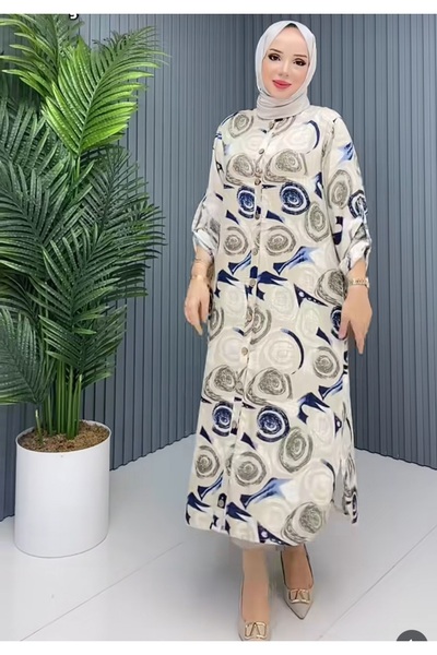 Genel Markalar Ara boy yüzde yüz keten tunik elbise