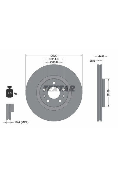 TEXTAR Disc Frana Renault Clio 4/Espace 5/Laguna 3 Samsung SM5/SM7