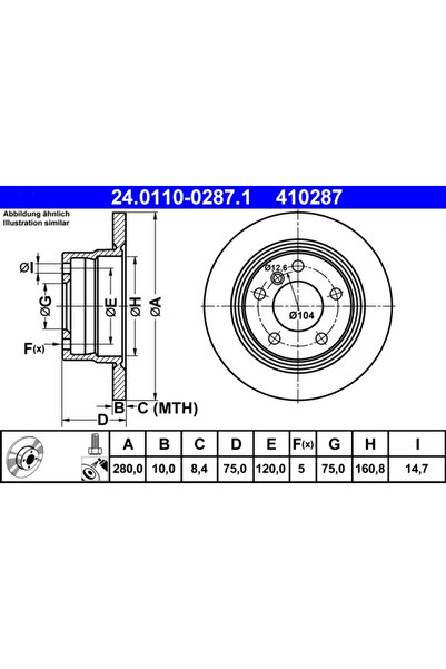 Ate Set Discuri Frana Bmw Z4 Roadster 2002-2009