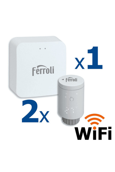 Ferroli Gateway controller kit and 2 smart thermostat heads for Ferroli radiator, Wi-Fi, control from ...